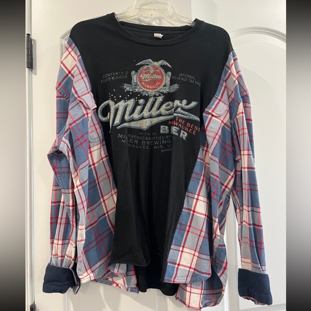 Miller Black and Blue Plaid Women's Long Sleeve Tee
